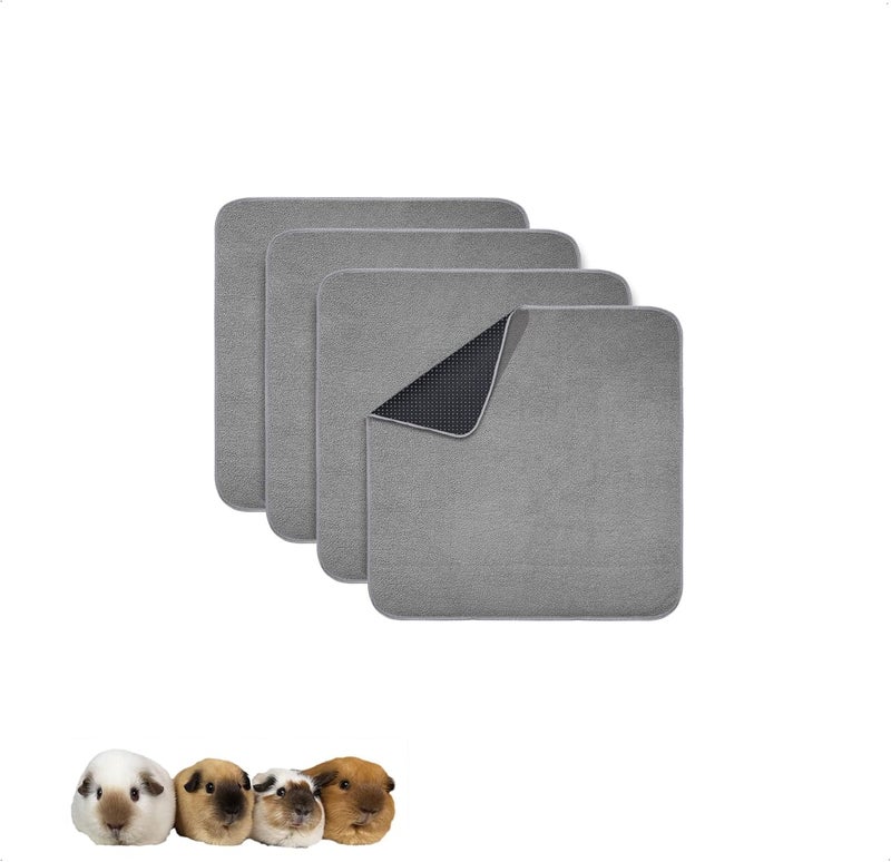 GINIDEAR Guinea Pig Cage Liner, 4 Pack - Washable, Reusable, Leakproof Fleece Bedding Pads for Small Animals with Anti-Slip Bottom - for C&C 12''X12'' Area, Gray - Image 1